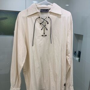 Ivory / Cream Lace-Up Men's Shirt